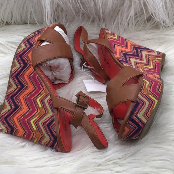 American Eagle Outfitters Shoes - American Eagle Multi-Color Brown Strap Wedge Sandal